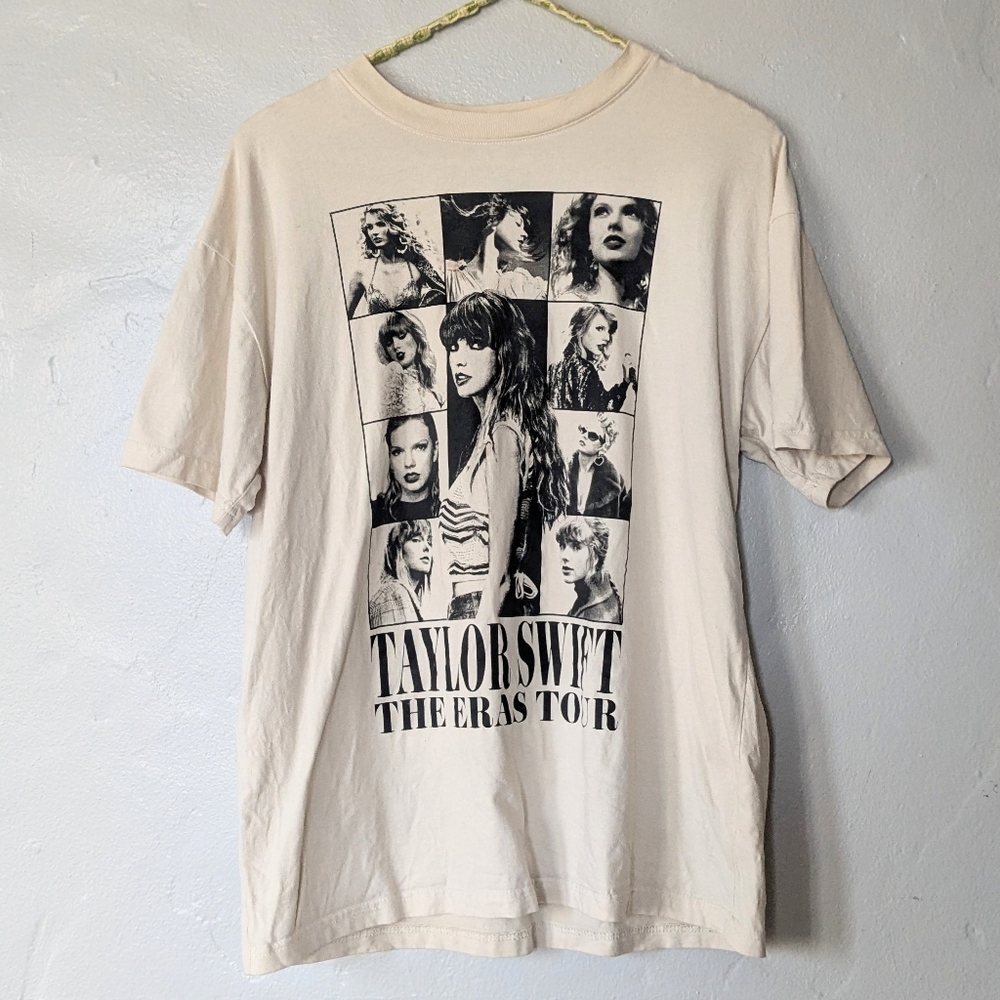 Official Taylor Swift The Eras Tour T-Shirt - Size Small - Cream/Beige